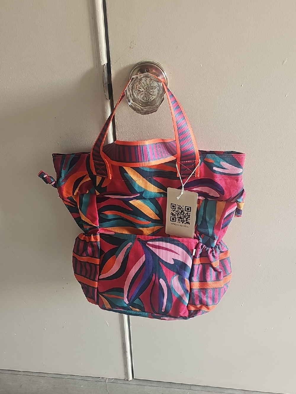 Vibrant Pink Multi-Color Patterned Tote Bag
